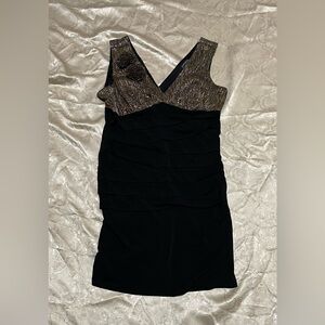 Enfocus Studio Gold Metallic and black Dress